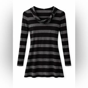 White House Black Market Black and Gray Striped Top